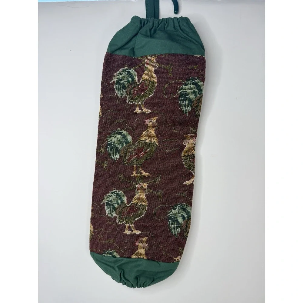 Vintage SACSOC Farm Rooster Plastic Bag Holder Designer Series Tapestry Brawny